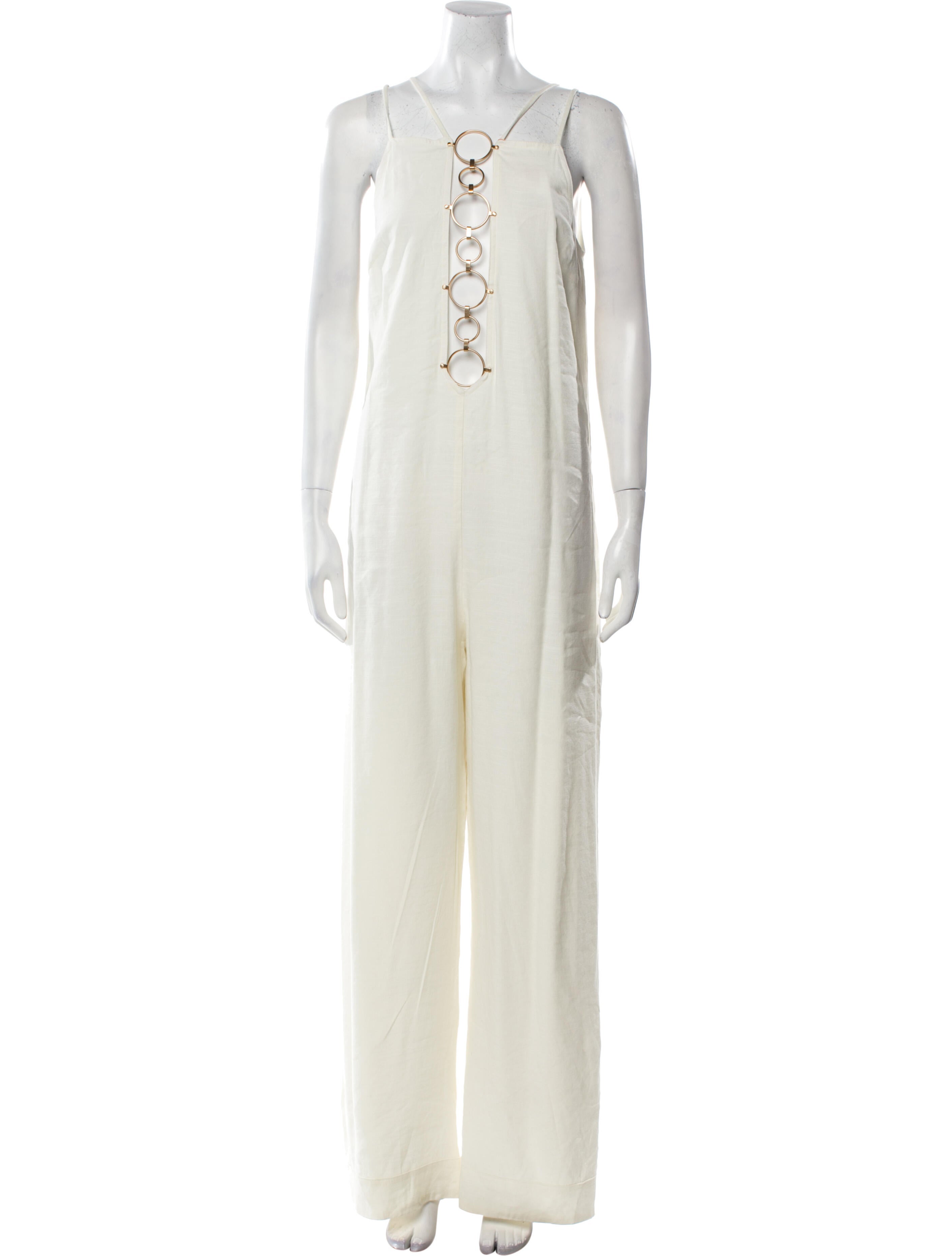 Cult Gaia Linen V-Neck Jumpsuit