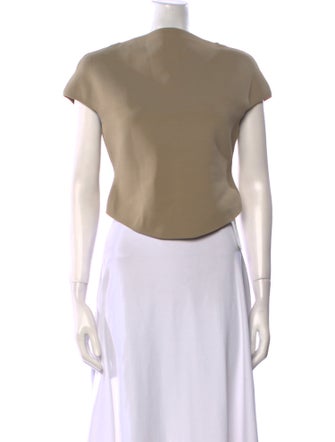 Cult Gaia Bateau Neckline Short Sleeve Crop Top