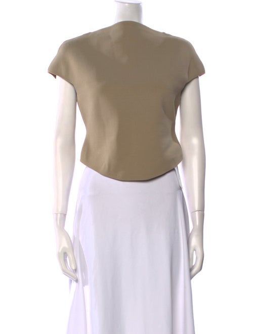 Cult Gaia Bateau Neckline Short Sleeve Crop Top