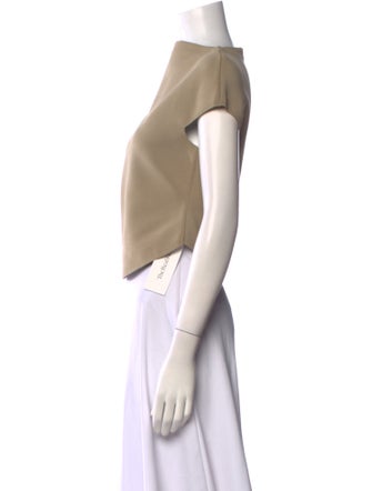 Cult Gaia Bateau Neckline Short Sleeve Crop Top