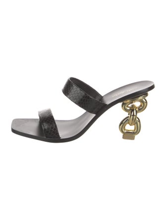 Cult Gaia Leather Chain-Link Accents Slides