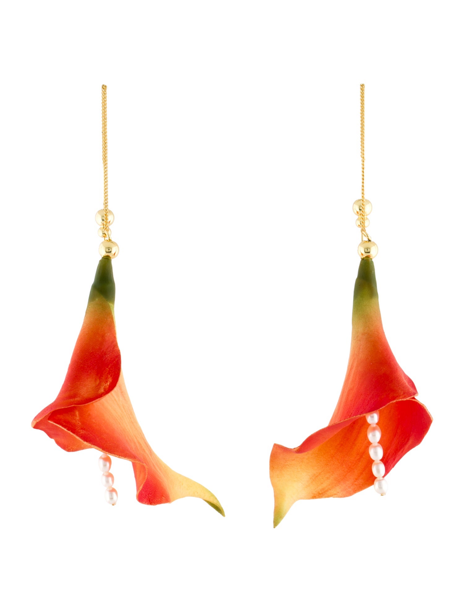 Cult Gaia Pearl & Faux Flower 'Calla Orchid' Drop Earrings