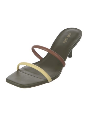 Cult Gaia Leather Colorblock Pattern Slides