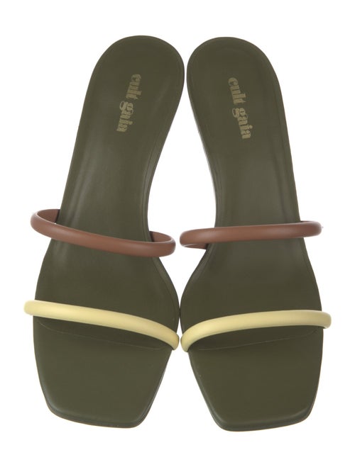 Cult Gaia Leather Colorblock Pattern Slides