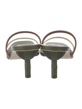 Cult Gaia Leather Colorblock Pattern Slides