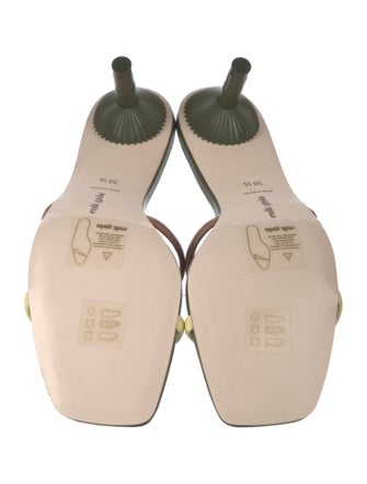 Cult Gaia Leather Colorblock Pattern Slides