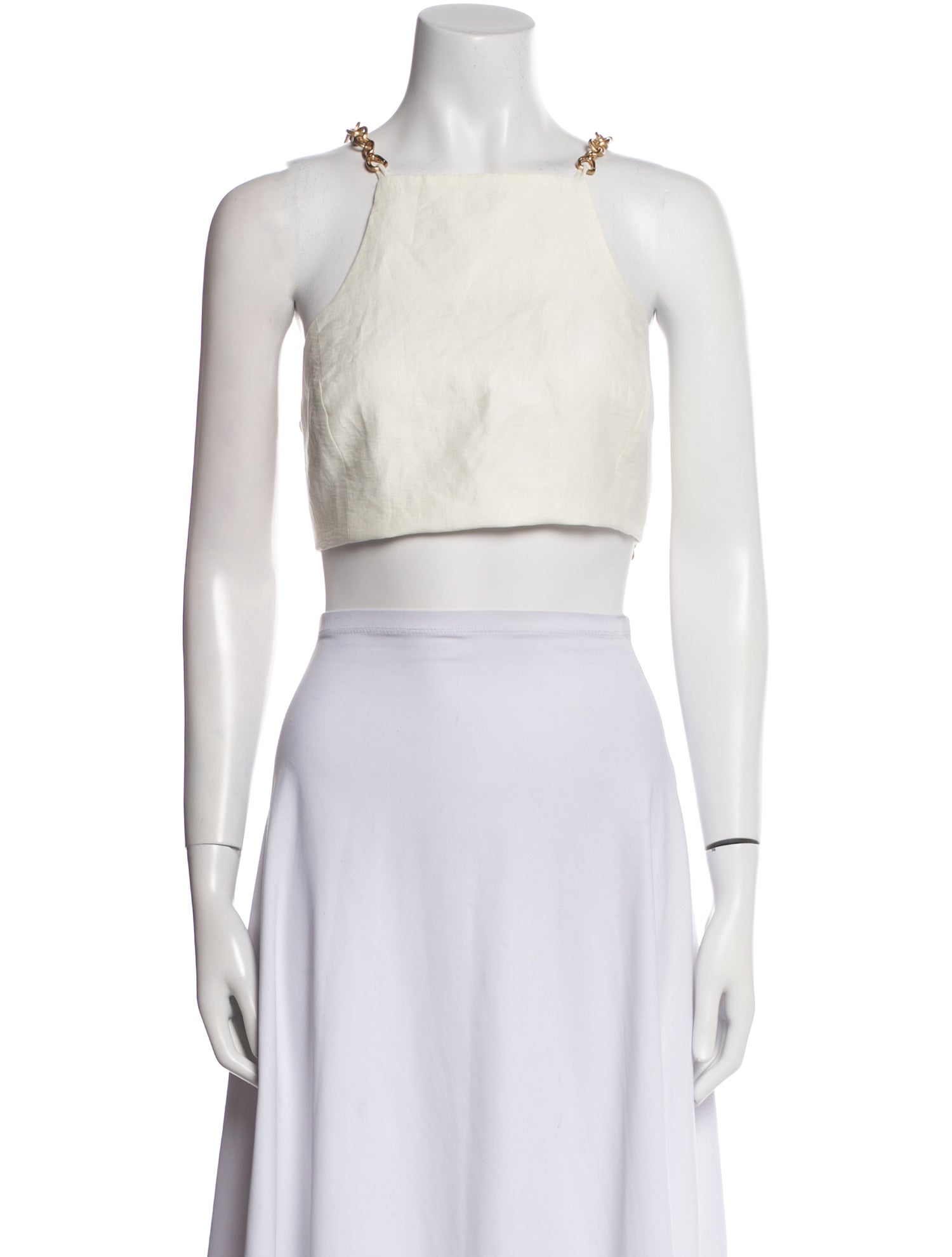 Cult Gaia Linen Square Neckline Crop Top