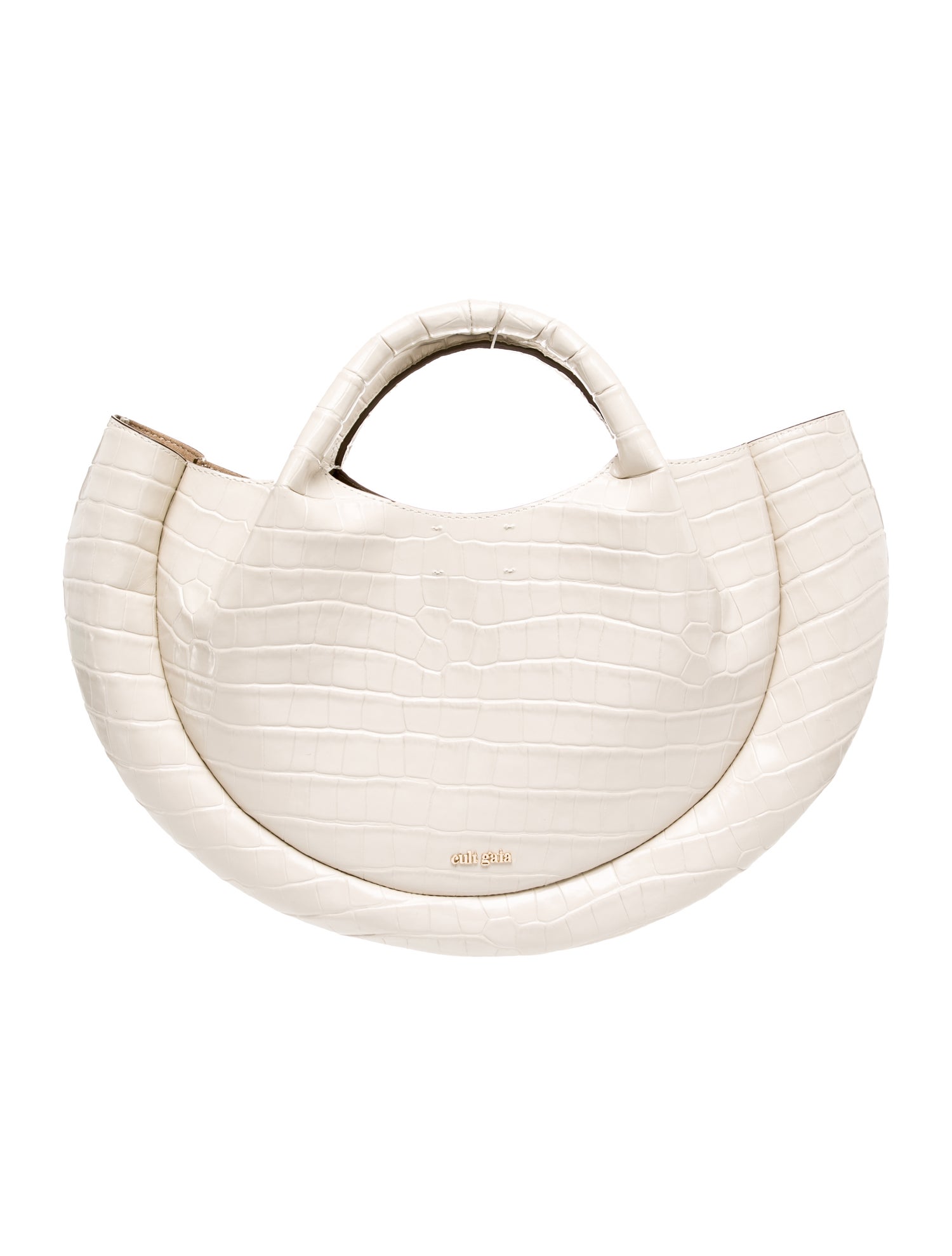Cult Gaia Embossed Leather Top Handle Bag
