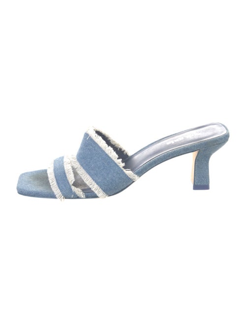 Cult Gaia Denim Fringe Trim Accent Slides