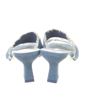 Cult Gaia Denim Fringe Trim Accent Slides