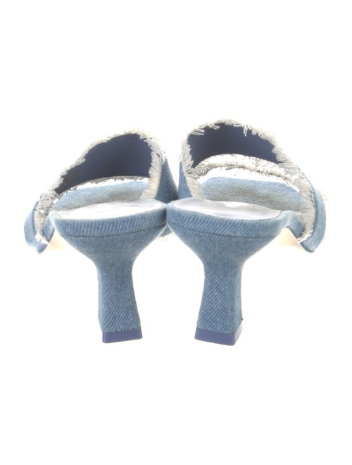 Cult Gaia Denim Fringe Trim Accent Slides