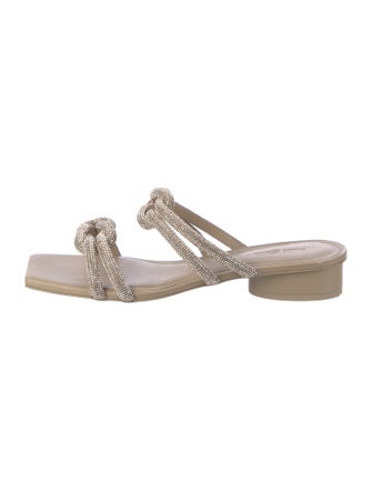 Cult Gaia Leather Crystal Embellishments Slides