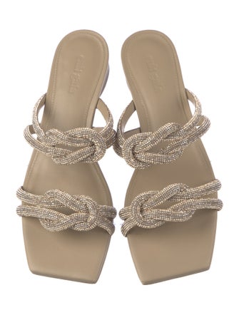 Cult Gaia Leather Crystal Embellishments Slides