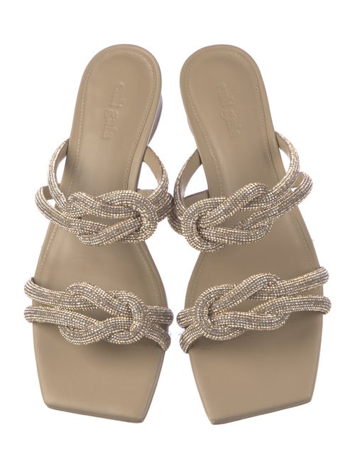 Cult Gaia Leather Crystal Embellishments Slides