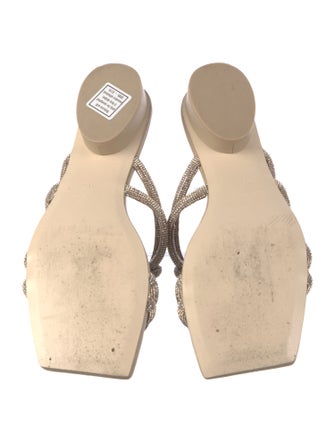 Cult Gaia Leather Crystal Embellishments Slides