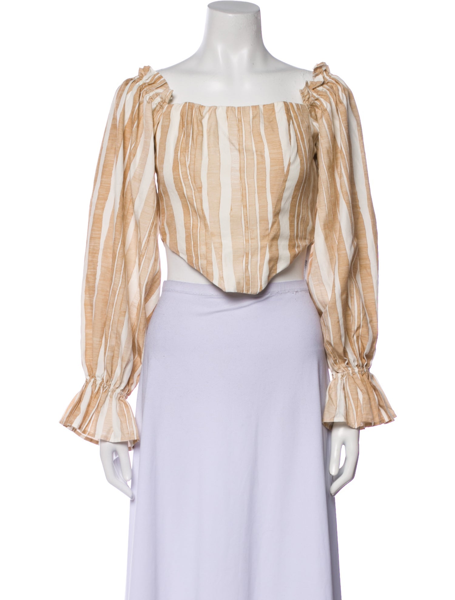 Cult Gaia Striped Square Neckline Crop Top