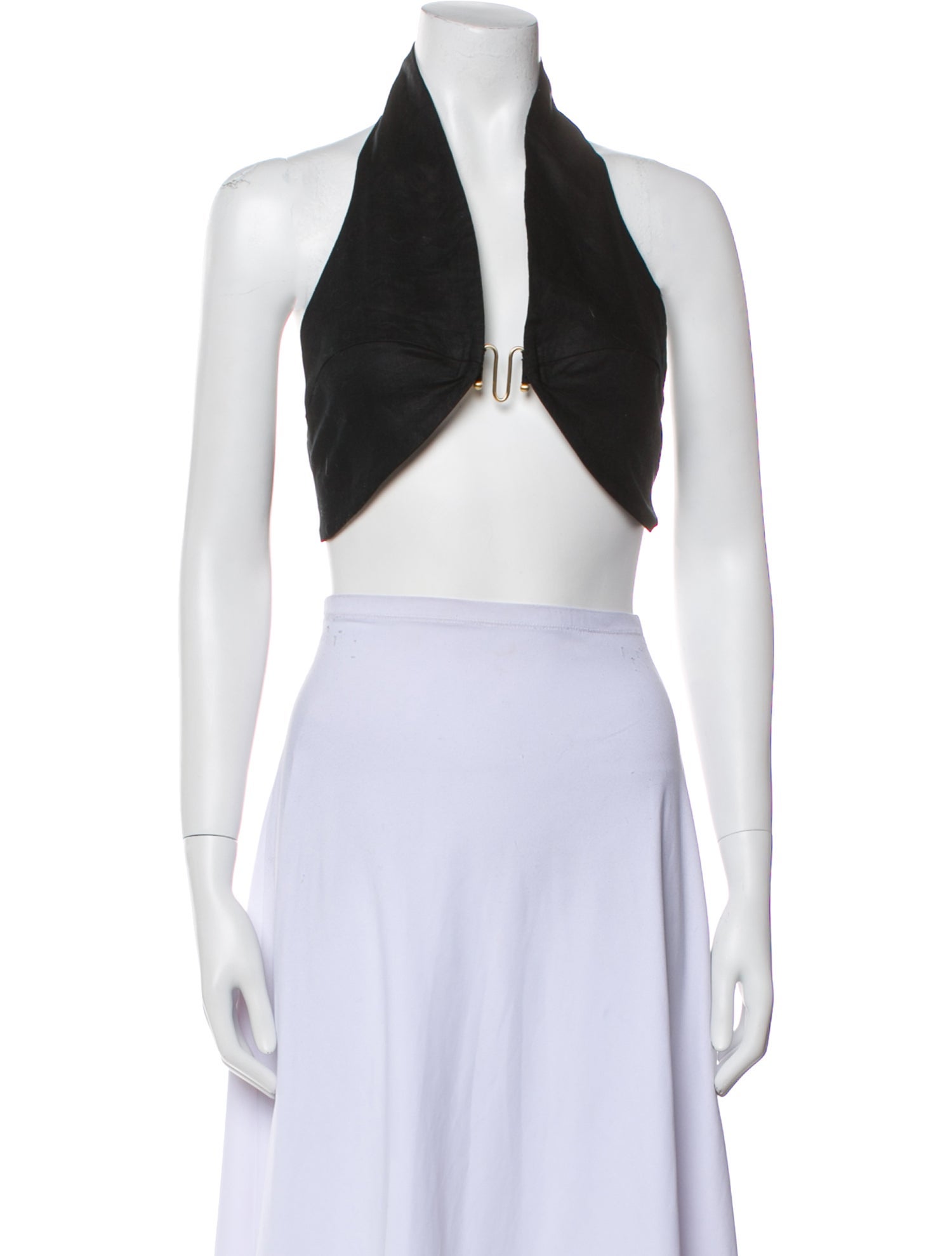 Cult Gaia Linen Halterneck Crop Top