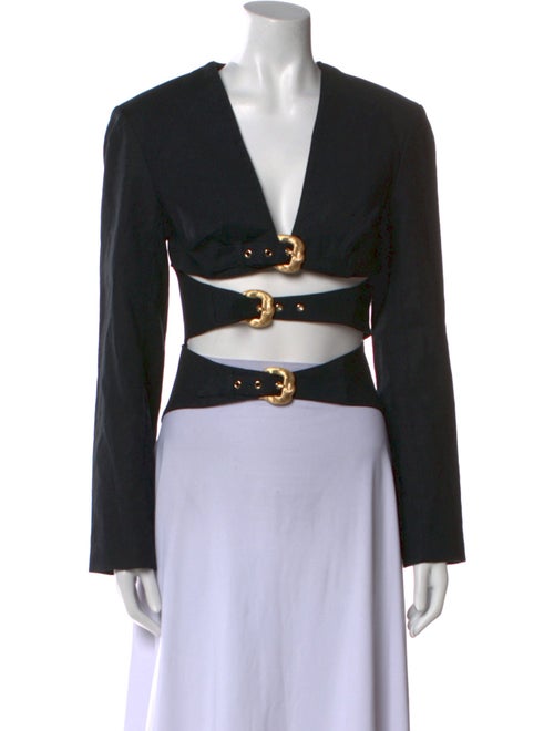 Cult Gaia V-Neck Long Sleeve Crop Top