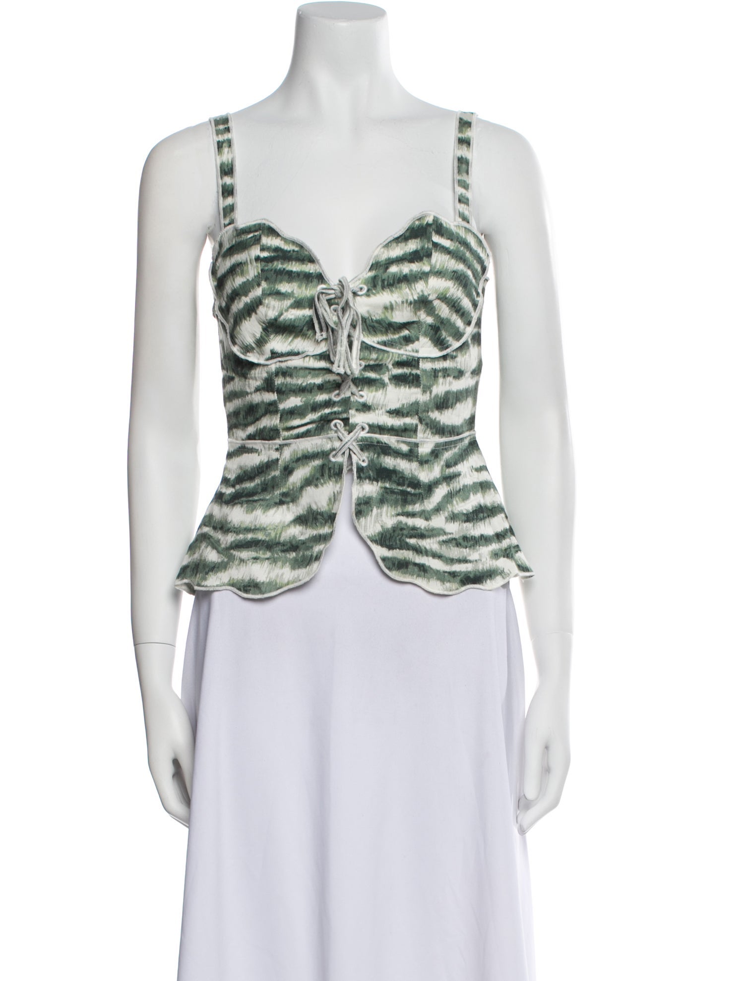 Cult Gaia Striped V-Neck Crop Top