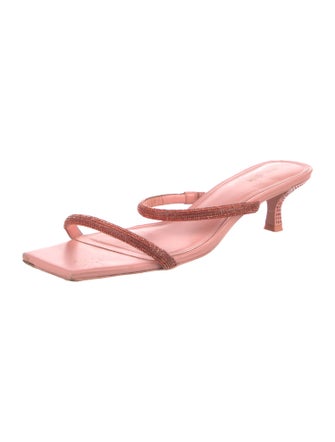 Cult Gaia Leather Crystal Embellishments Slides
