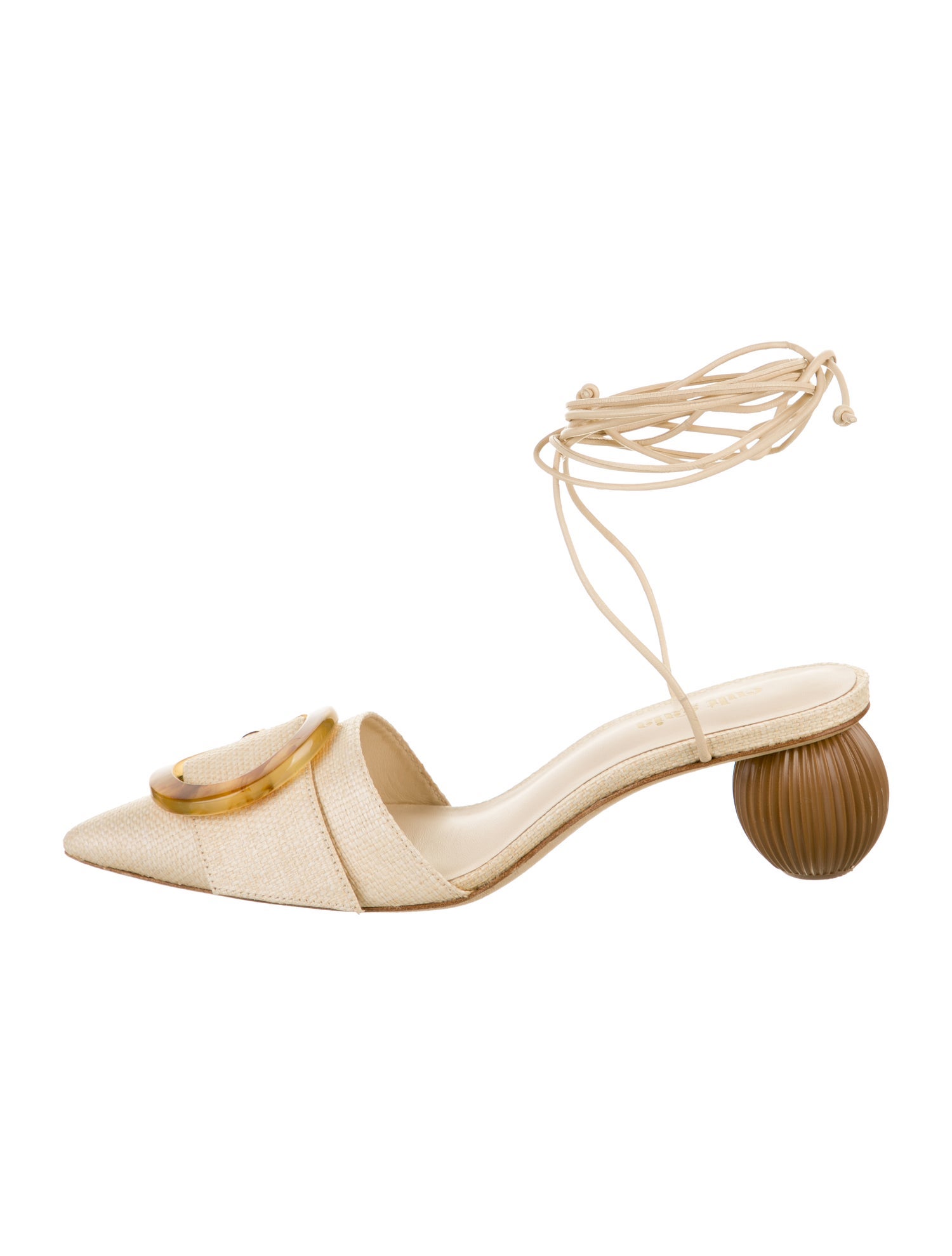 Cult Gaia Raffia Colorblock Pattern D'Orsay Pumps