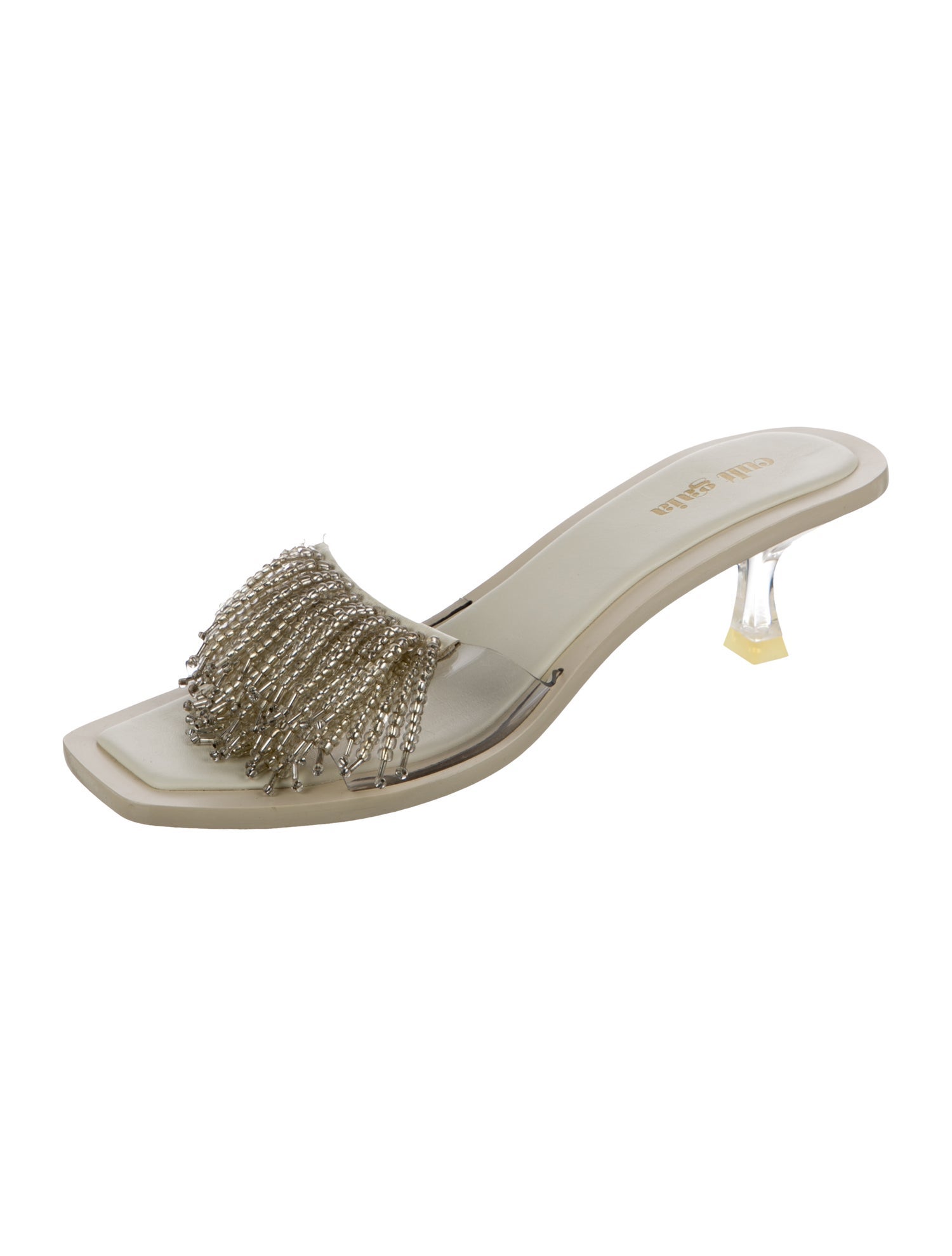 Cult Gaia Leather Beaded Accents Slides