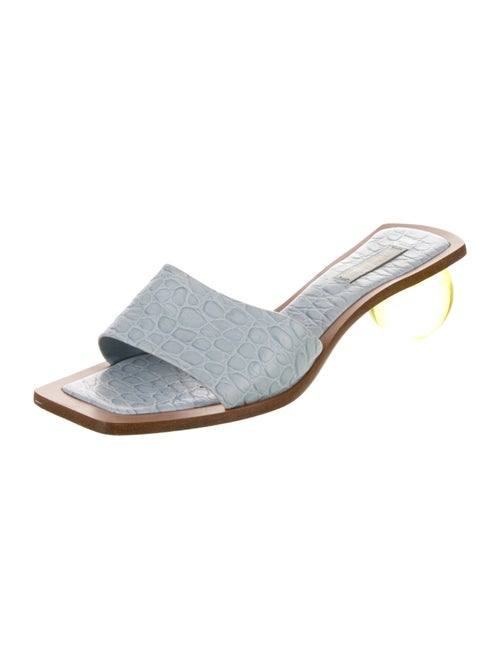 Cult Gaia Embossed Leather Leather Trim Embellishment Slides