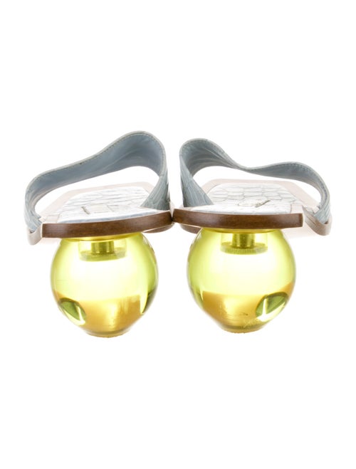 Cult Gaia Embossed Leather Leather Trim Embellishment Slides