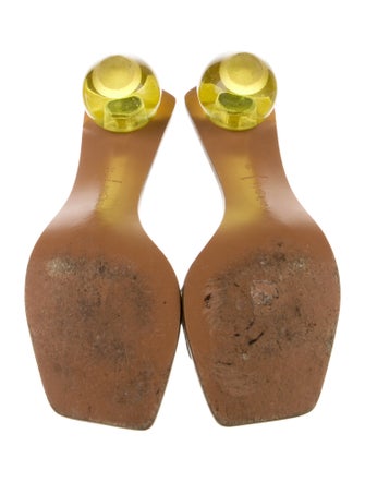 Cult Gaia Embossed Leather Leather Trim Embellishment Slides