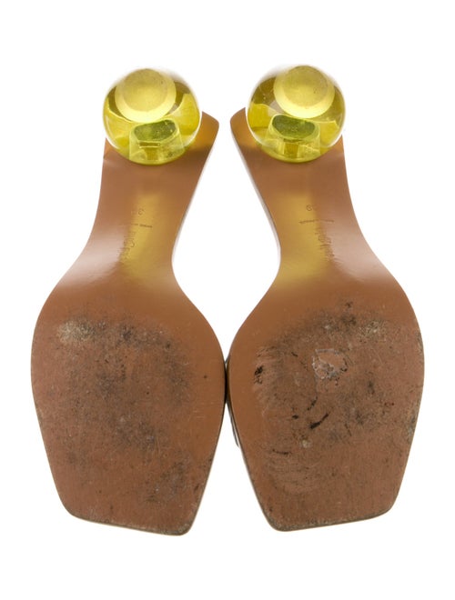 Cult Gaia Embossed Leather Leather Trim Embellishment Slides