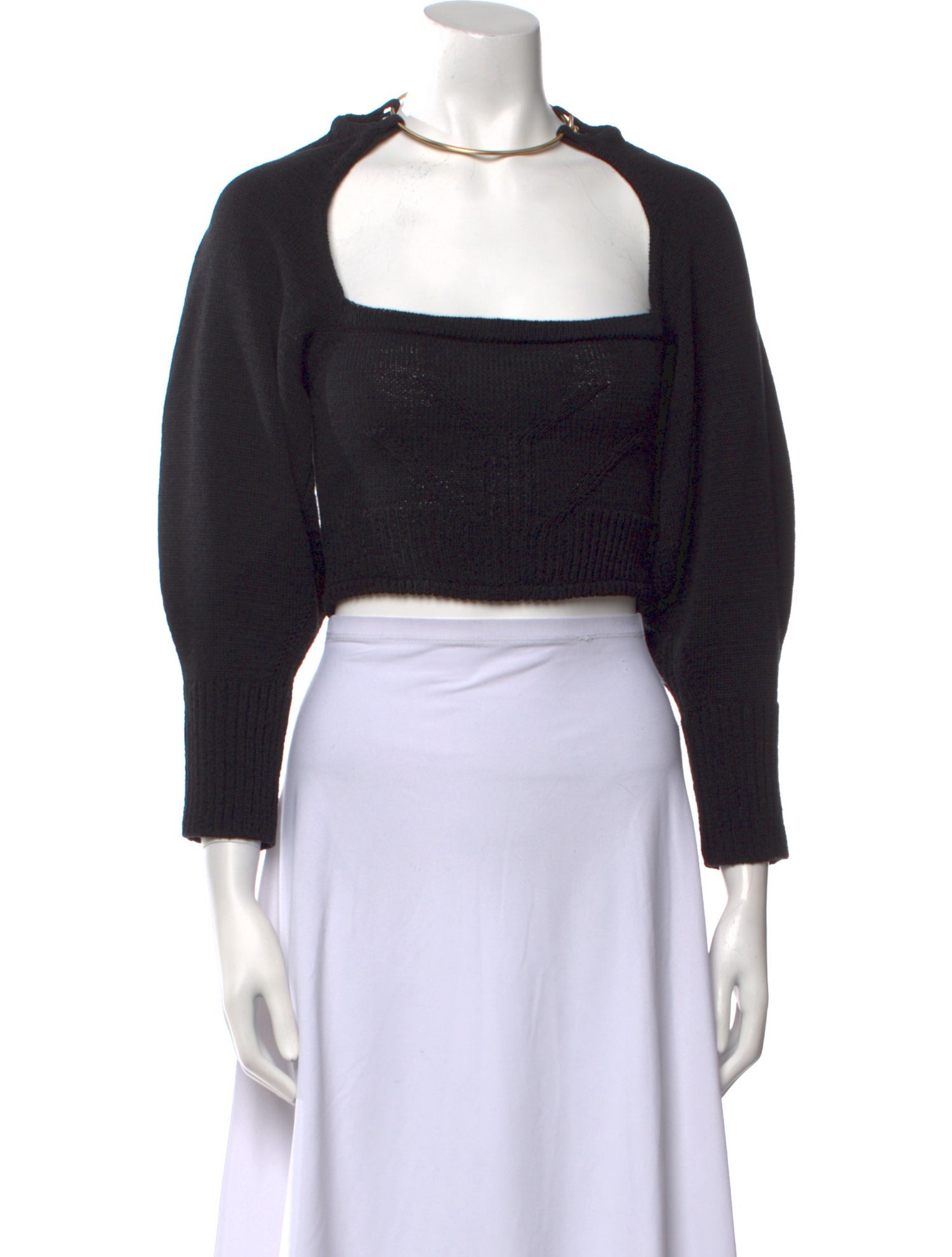 Cult Gaia Square Neckline Long Sleeve Crop Top