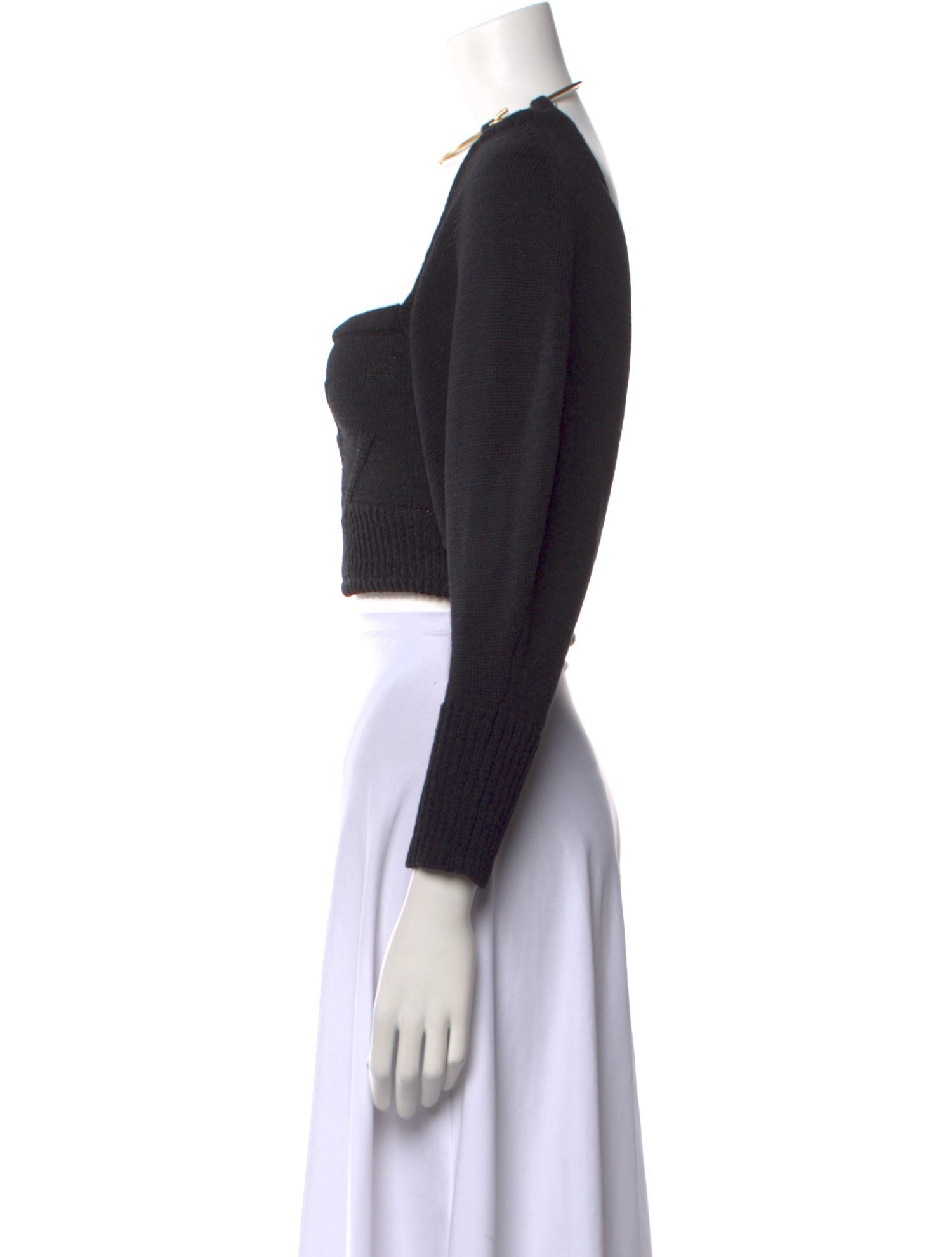 Cult Gaia Square Neckline Long Sleeve Crop Top