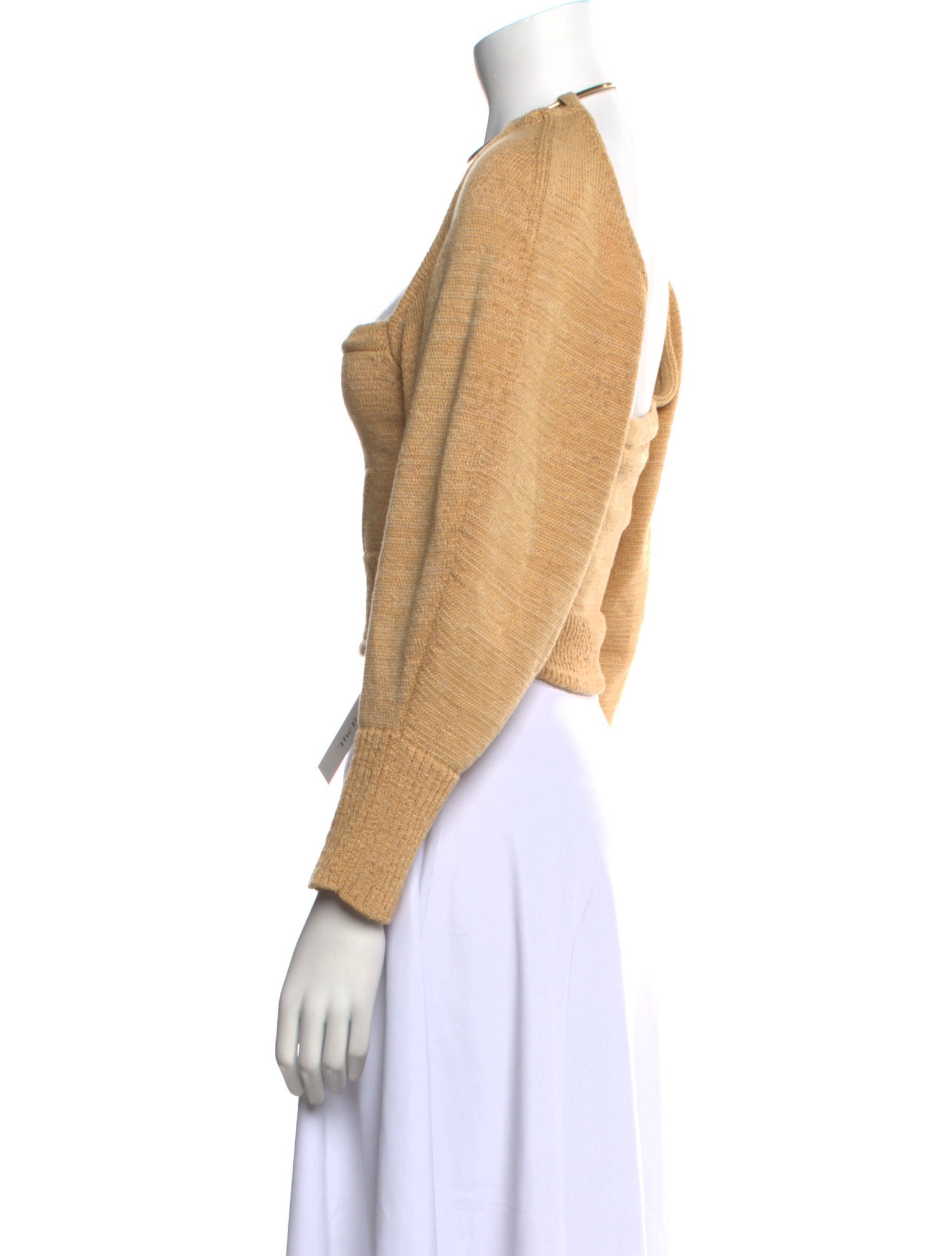 Cult Gaia Square Neckline Long Sleeve Crop Top