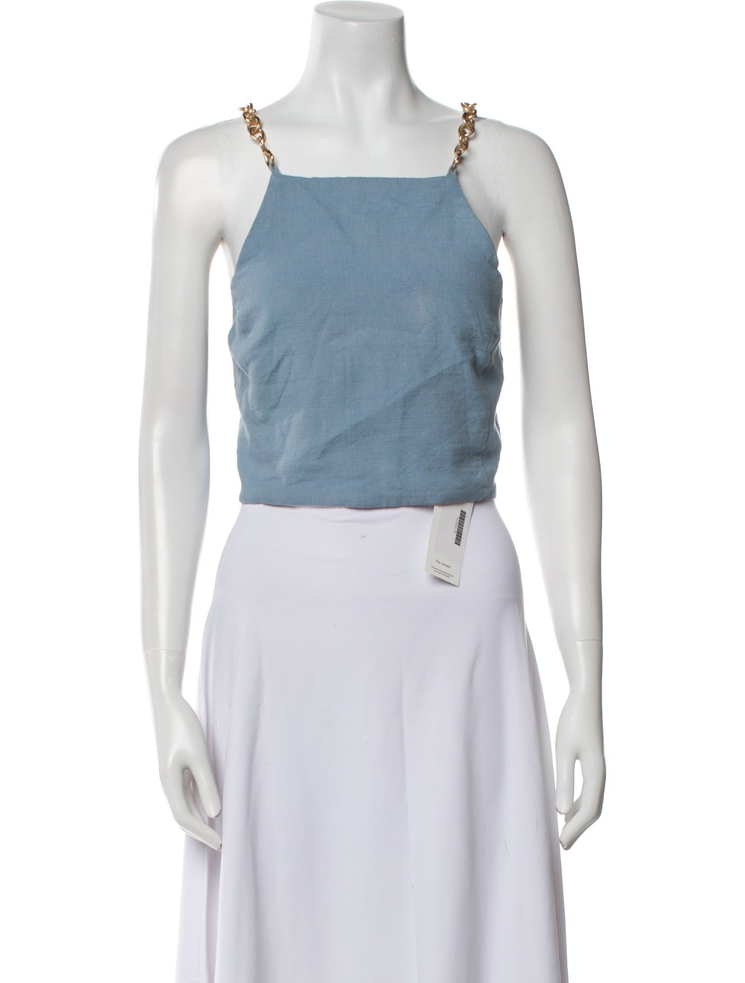Cult Gaia Linen Square Neckline Crop Top