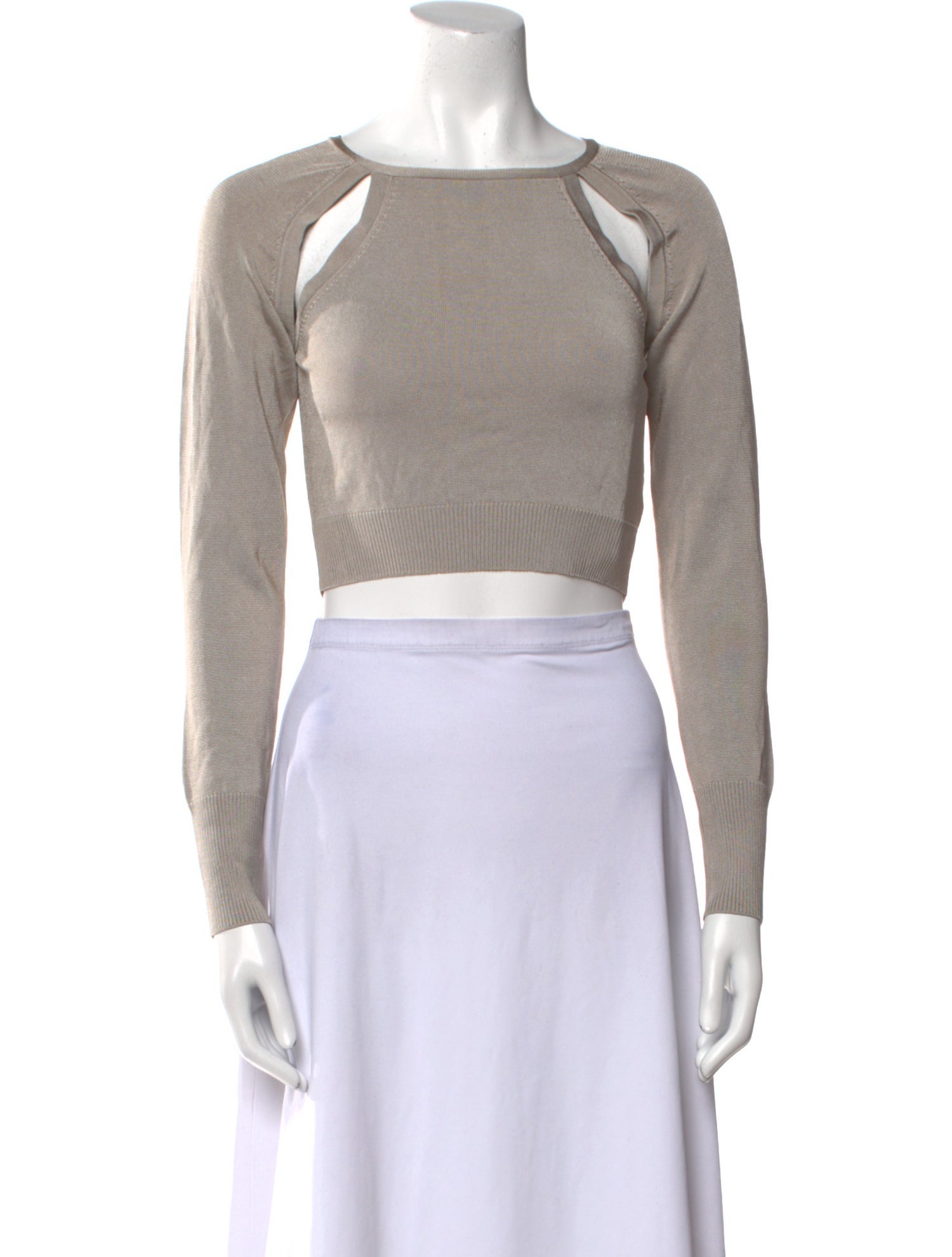 Cult Gaia Square Neckline Long Sleeve Crop Top
