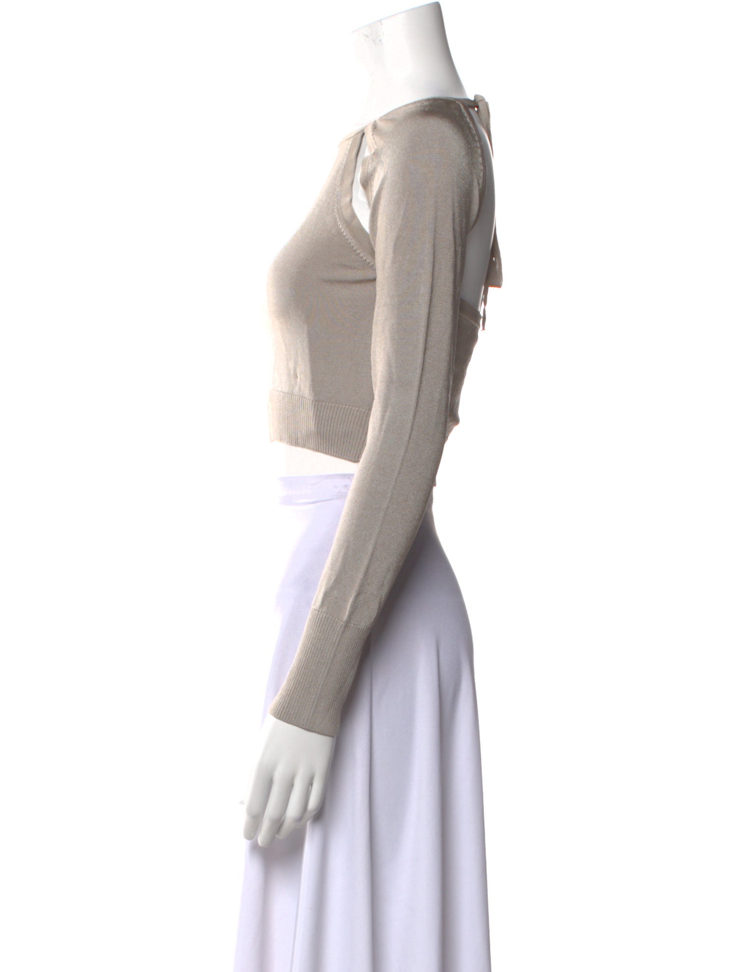 Cult Gaia Square Neckline Long Sleeve Crop Top