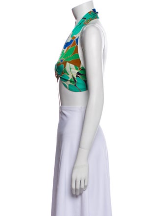 Cult Gaia Printed Halterneck Crop Top