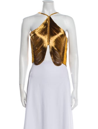 Cult Gaia Halterneck Sleeveless Crop Top