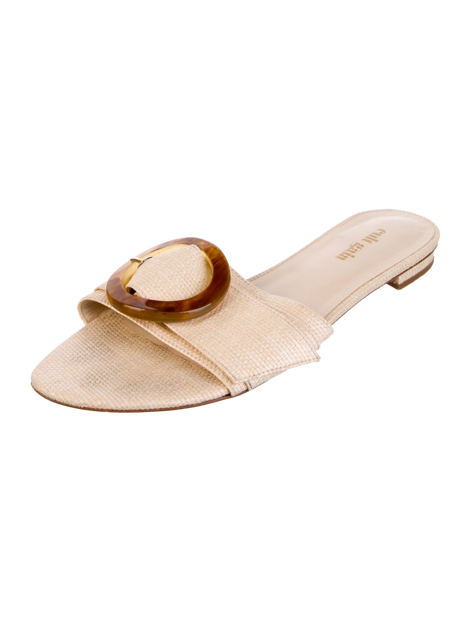 Cult Gaia Raffia Animal Print Slides