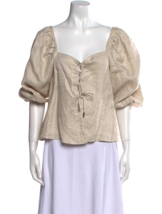 Cult Gaia Linen Square Neckline Blouse