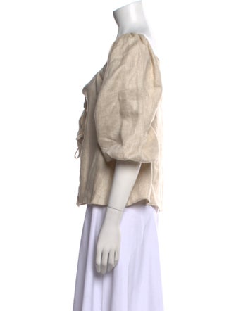 Cult Gaia Linen Square Neckline Blouse