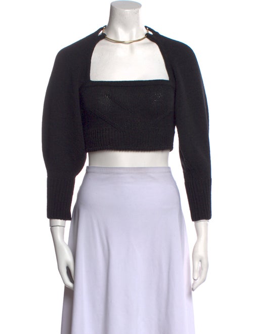 Cult Gaia Crew Neck Three-Quarter Sleeve Crop Top