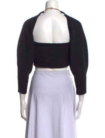 Cult Gaia Crew Neck Three-Quarter Sleeve Crop Top