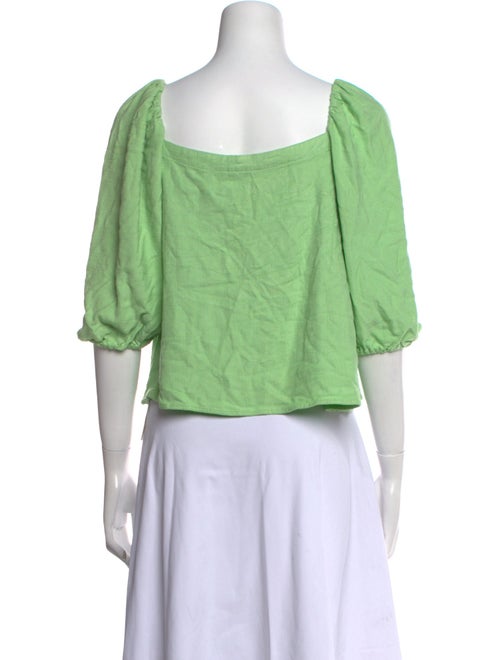 Cult Gaia Square Neckline Three-Quarter Sleeve Crop Top