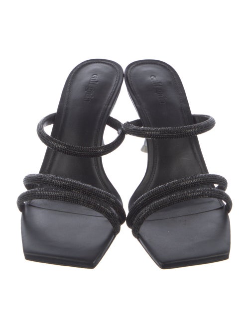 Cult Gaia Leather Crystal Embellishments Slides