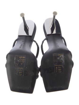 Cult Gaia Leather Crystal Embellishments Slides