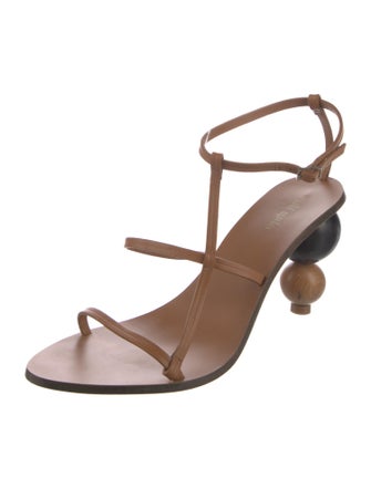 Cult Gaia Leather T-Strap Sandals