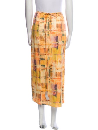 Cult Gaia Printed Midi Length Skirt