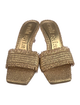 Cult Gaia Raffia Printed Slides