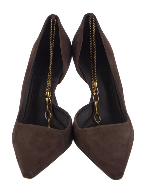 Cult Gaia Suede Chain-Link Accents T-Strap Pumps